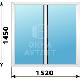 Двухстворчатое пластиковое окно 1520×1450 Г-Г ОА-39754
