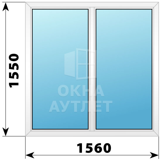 Двухстворчатое пластиковое окно 1560×1550 Г-Г ОА-39841