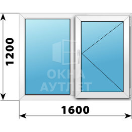 Двухстворчатое пластиковое окно 1600×1200 Г-П ОА-40024