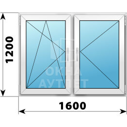 Двухстворчатое пластиковое окно 1600×1200 ПО-П ОА-40321
