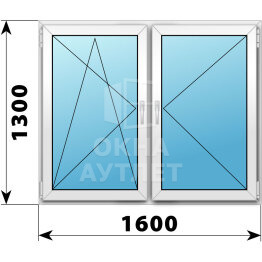 Двухстворчатое пластиковое окно 1600×1300 ПО-П ОА-40378