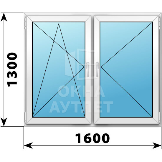 Двухстворчатое пластиковое окно 1600×1300 ПО-П ОА-40378