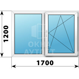 Двухстворчатое пластиковое окно 1700×1200 Г-ПО ОА-40117