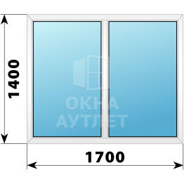 Двухстворчатое пластиковое окно 1700×1400 Г-Г ОА-39808