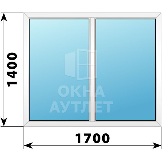 Двухстворчатое пластиковое окно 1700×1400 Г-Г ОА-39808