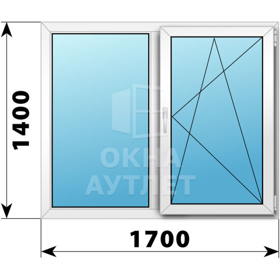 Двухстворчатое пластиковое окно 1700×1400 Г-ПО ОА-40276