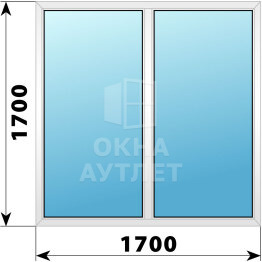 Двухстворчатое пластиковое окно 1700×1700 Г-Г ОА-39985