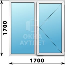 Двухстворчатое пластиковое окно 1700×1700 Г-П ОА-40408
