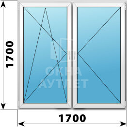 Двухстворчатое пластиковое окно 1700×1700 ПО-П ОА-40594
