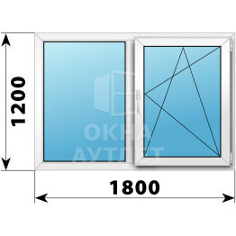 Двухстворчатое пластиковое окно 1800×1200 Г-ПО ОА-40189