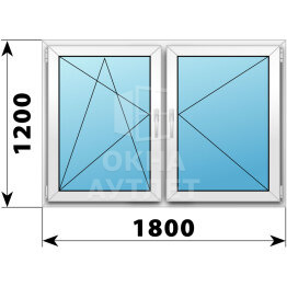 Двухстворчатое пластиковое окно 1800×1200 ПО-П ОА-40405