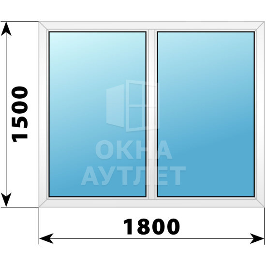 Двухстворчатое пластиковое окно 1800×1500 Г-Г ОА-39925