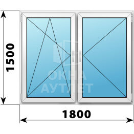 Двухстворчатое пластиковое окно 1800×1500 ПО-П ОА-38935