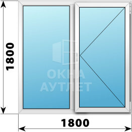 Двухстворчатое пластиковое окно 1800×1800 Г-П ОА-40498