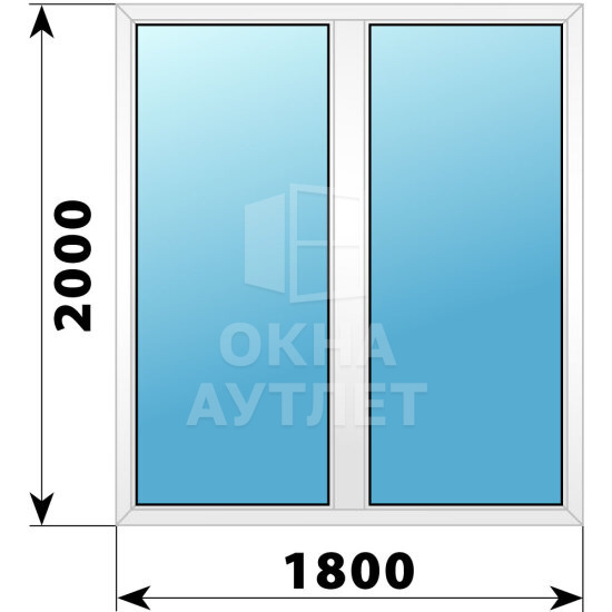 Двухстворчатое пластиковое окно 1800×2000 Г-Г ОА-40234
