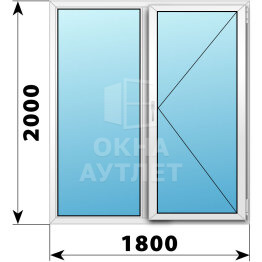 Двухстворчатое пластиковое окно 1800×2000 Г-П ОА-38740