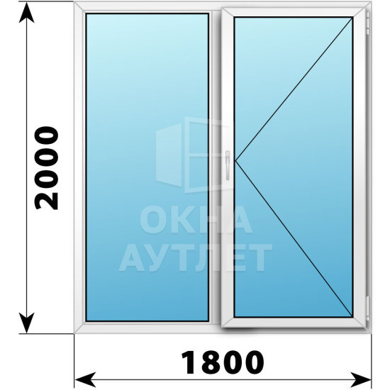 Двухстворчатое пластиковое окно 1800×2000 Г-П ОА-38740