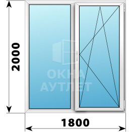 Двухстворчатое пластиковое окно 1800×2000 Г-ПО ОА-38401