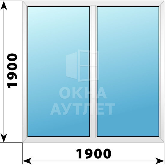 Двухстворчатое пластиковое окно 1900×1900 Г-Г ОА-40222