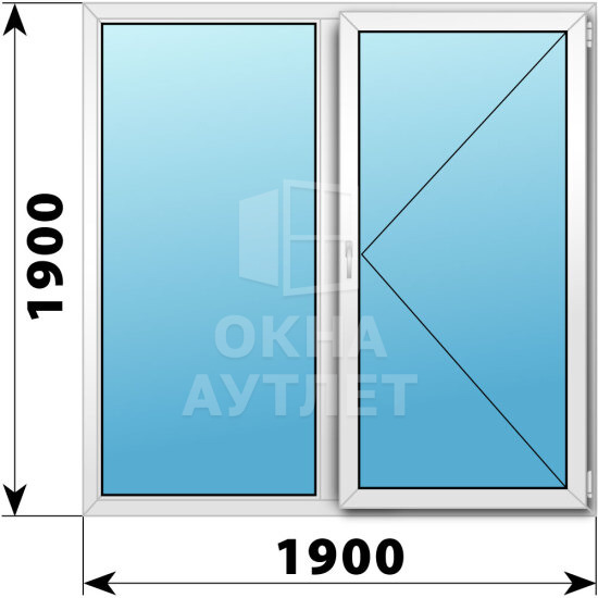 Двухстворчатое пластиковое окно 1900×1900 Г-П ОА-40567