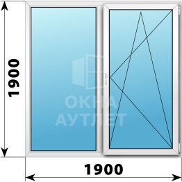 Двухстворчатое пластиковое окно 1900×1900 Г-ПО ОА-38710