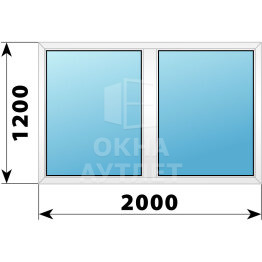 Двухстворчатое пластиковое окно 2000×1200 Г-Г ОА-38419