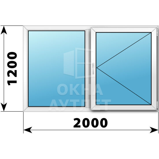 Двухстворчатое пластиковое окно 2000×1200 Г-П ОА-40213