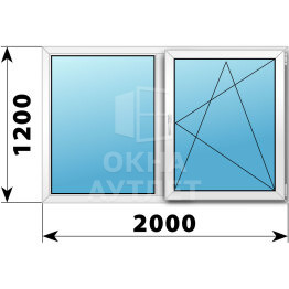 Двухстворчатое пластиковое окно 2000×1200 Г-ПО ОА-38854