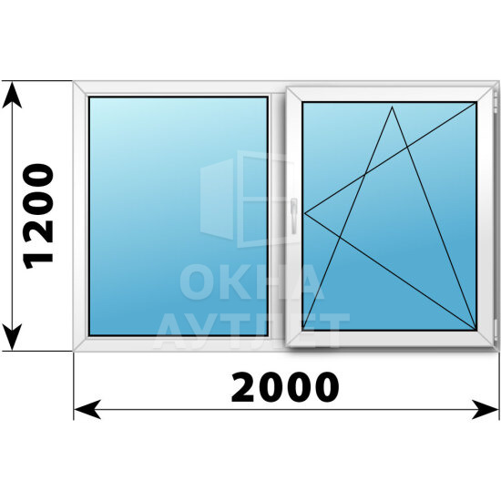 Двухстворчатое пластиковое окно 2000×1200 Г-ПО ОА-38854