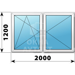 Двухстворчатое пластиковое окно 2000×1200 ПО-П ОА-40465