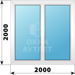 Двухстворчатое пластиковое окно 2000×2000 Г-Г ОА-38338