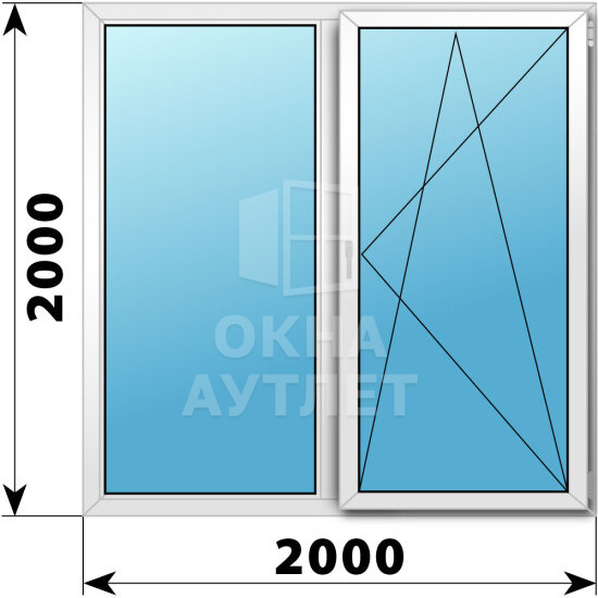 Двухстворчатое пластиковое окно 2000×2000 Г-ПО ОА-38075