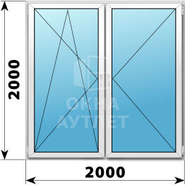 Двухстворчатое пластиковое окно 2000×2000 ПО-П ОА-38048
