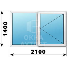 Двухстворчатое пластиковое окно 2100×1400 Г-П ОА-38506