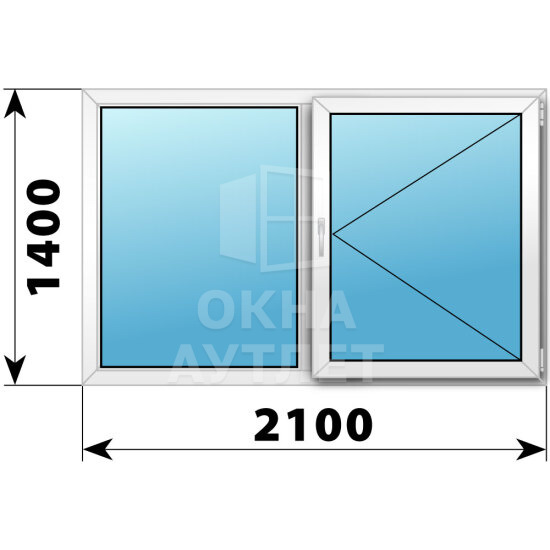 Двухстворчатое пластиковое окно 2100×1400 Г-П ОА-38506