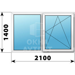 Двухстворчатое пластиковое окно 2100×1400 Г-ПО ОА-38707