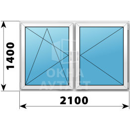 Двухстворчатое пластиковое окно 2100×1400 ПО-П ОА-40579