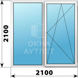 Двухстворчатое пластиковое окно 2100×2100 Г-ПО ОА-40765