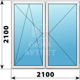 Двухстворчатое пластиковое окно 2100×2100 ПО-П ОА-40918