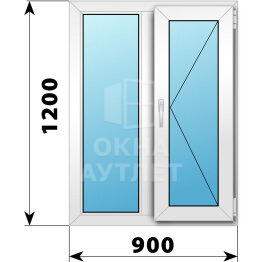 Двухстворчатое пластиковое окно 900×1200 Г-П ОА-38617