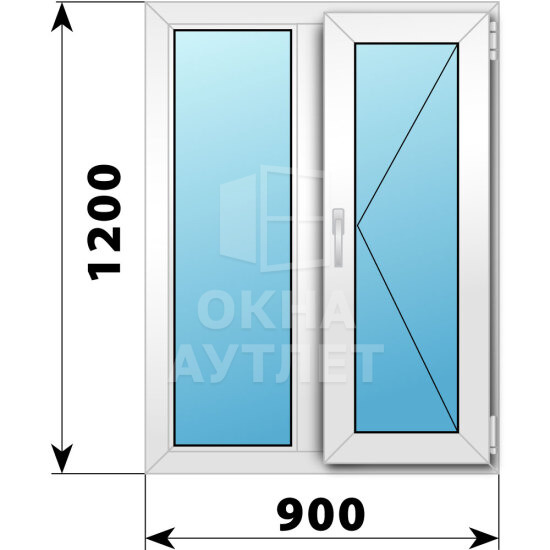 Двухстворчатое пластиковое окно 900×1200 Г-П ОА-38617