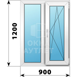 Двухстворчатое пластиковое окно 900×1200 Г-ПО ОА-38084