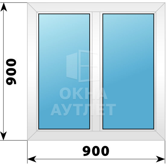 Двухстворчатое пластиковое окно 900×900 Г-Г ОА-39196