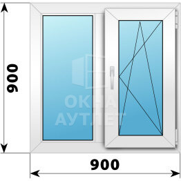 Двухстворчатое пластиковое окно 900×900 Г-ПО ОА-39466