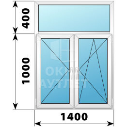 Двухстворчатое пластиковое окно с глухой фрамугой 1000×1400 П-ПО ОА-38815