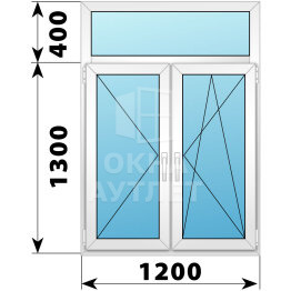 Двухстворчатое пластиковое окно с глухой фрамугой 1200×1700 П-ПО ОА-38884