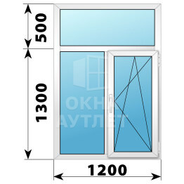 Двухстворчатое пластиковое окно с глухой фрамугой 1200×1800 Г-ПО ОА-38989