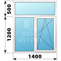 Двухстворчатое пластиковое окно с глухой фрамугой 1400×1700 Г-ПО ОА-40339