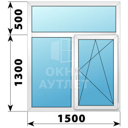 Двухстворчатое пластиковое окно с глухой фрамугой 1500×1800 Г-ПО ОА-40486