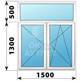 Двухстворчатое пластиковое окно с глухой фрамугой 1500×1800 П-ПО ОА-40639